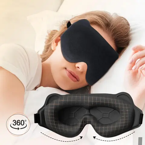3D Sleep Mask for Side Sleeper, Light Blocking Sleeping Eye Mask for Women Men, Contoured Cup Night Blindfold, Luxury Eye Cover Eye Shade with Adjustable Strap for Travel, Nap, Stretchable Eye Mask, Blackout Sleep Mask, Sleeping Eyemask