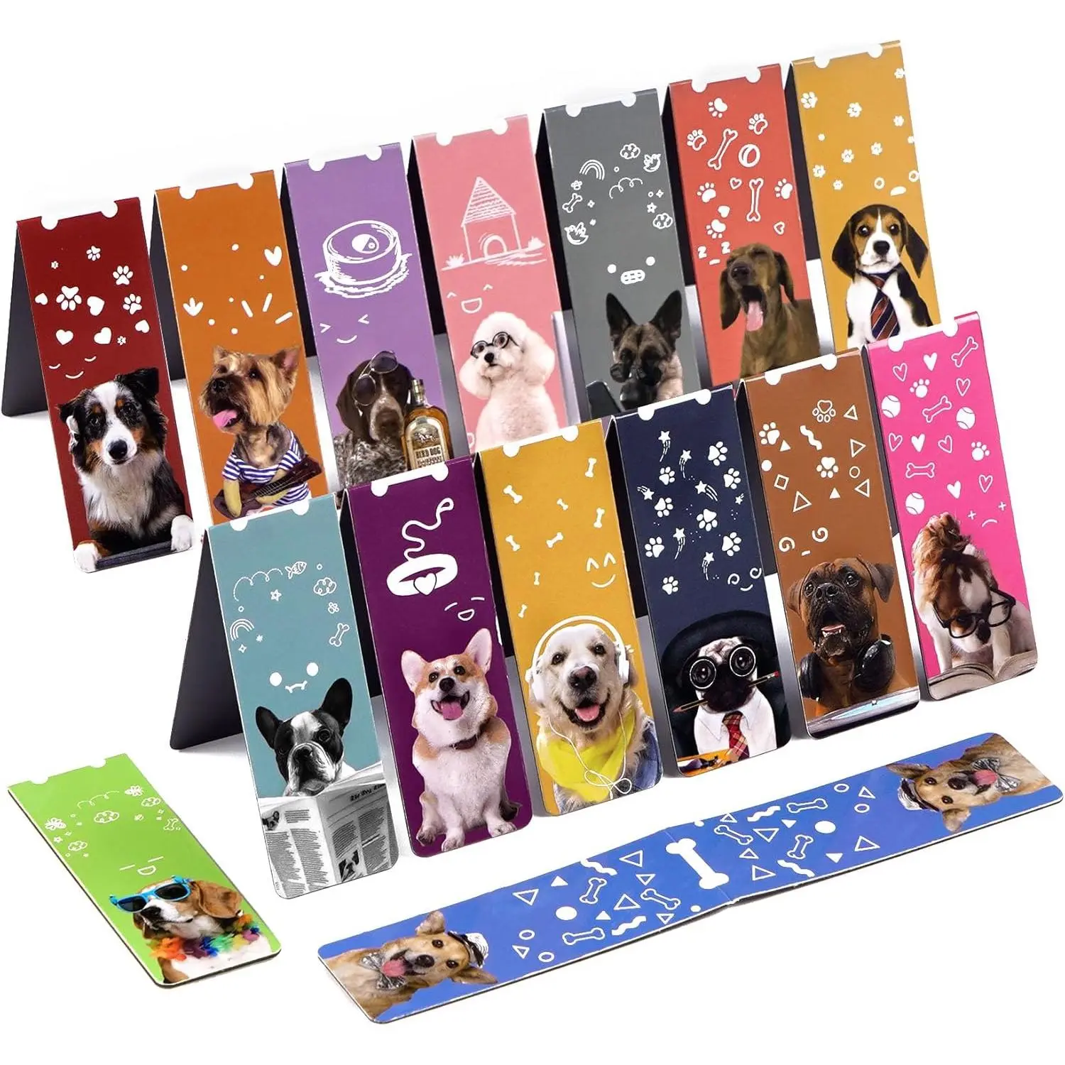 15 count  Bookmarks, 3.1" Cute Dogs Large Size  Page Clips Bookmark, 15 Designs Pet Dogs  Sturdy Bookmarks for  Women Book Lovers
