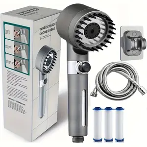 Ion Drop Shower Head with Handheld Filter, Multiple Spray Modes Turbo Booster, Built-in Filter On/Off Switch, Handheld Turbo Shower Head