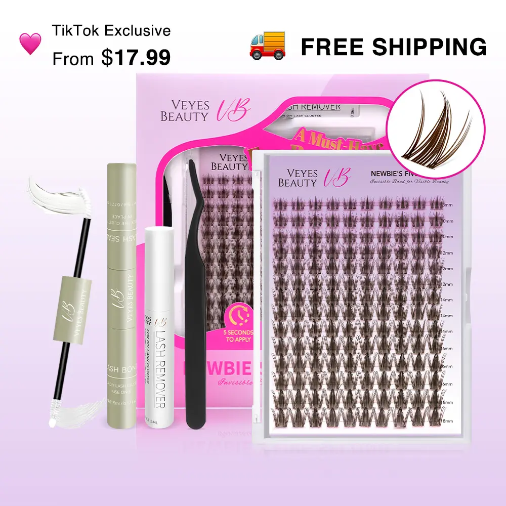 VEYESBEAUTY Black/Brown Manga Lashes spikes Invisible Dramatic Volume Cluster Lashes Individual Lash Extensions Layered Fluffy Eyelashes Lash DIY Makeup- Salon Daily