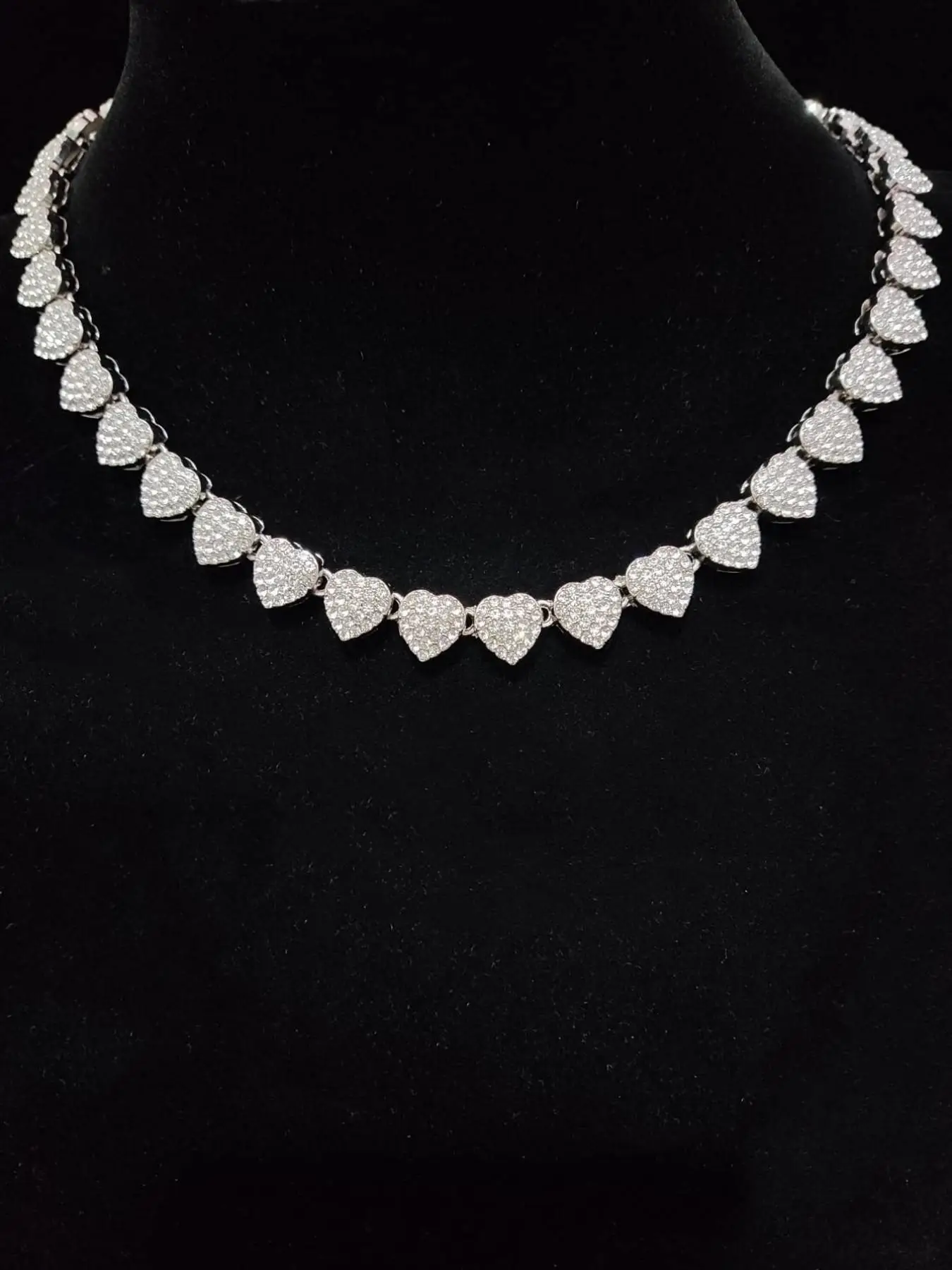 Heart Necklace, Street Rhinestone Decor Matching Necklace for Galentinesparty for Boyfriend & Girlfriend, Exquisite Trendy Jewelry for Party, Daily We