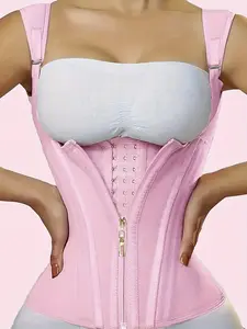 1pc Waist Trainer for Women Tummy Control Double Layer Girdle with 4 Spiral Steel Bones & Adjustable Zip Long Torso Design for Back Support & Posture Correction Body Shaping Shapewear Body Shaper shapewear tummy control Corset fajas moldeadoras de cuerpo