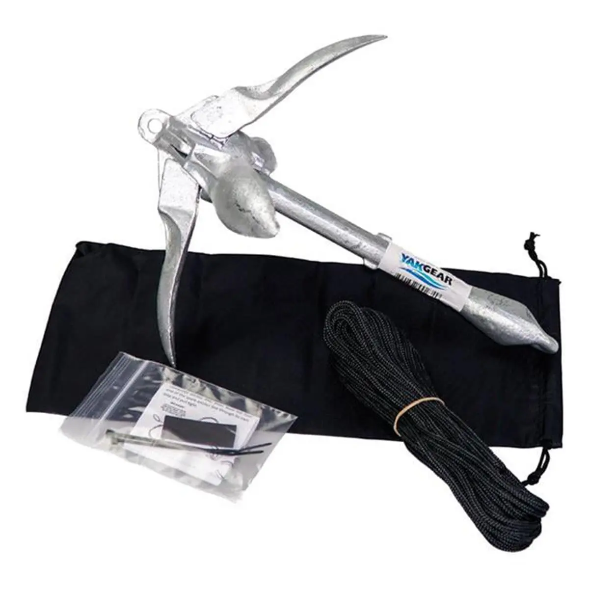 YakGear 3.6 lb Steel Grapnel Anchor Kit with Diamond Braid Nylon Rope and Bag, Worry-Free Docking & Anchoring for Kayaks and Small Boats, Metallic, Docking & Anchoring Equipment, Canoes, Worry Free Anchoring