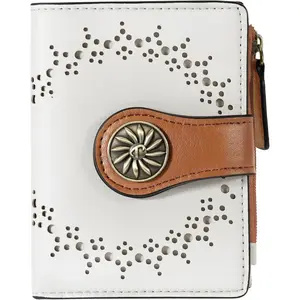 SAGAETR Small Wallet for Women Bifold Blocking Card Holder Leather Wallets with Zipper Coin