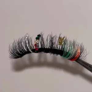Glitter Color Eyelashes - Cat Eye Extensions Strips Lashes - 20mm Fluffy Color Glitter with Elegant Design - Makeup