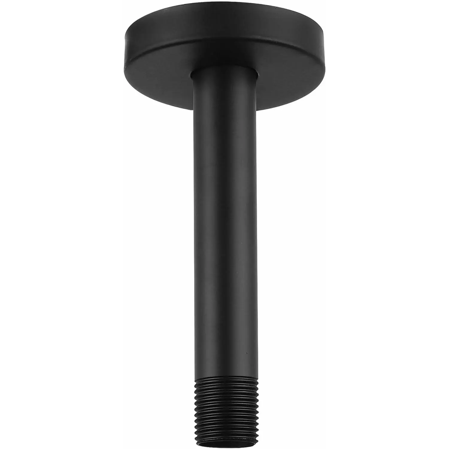 Shower Arm with Flange, Ceiling Mounted Fixed Shower Pipe, Bathroom Straight Rain Shower Replacement Arm, Universal Connection 1/2 NPT (6 Inch, Matte Black)