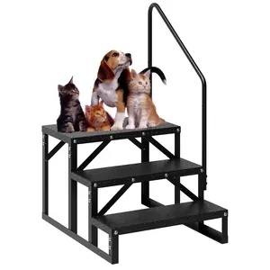 GARVEE RV Step Stool, 3 Step Ladder, Hot Tub Steps with Handrail, Portable Pool Ladder, 660Lbs Heavy Duty Ladder Shelf Outdoor Mobile Home Stairs for Camper, Hot Tub, Porch, SPA, Pool