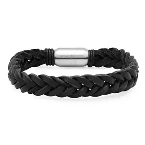 Steel By Design Men's Braided Leather Bracelet