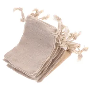 MOLUCKFU 10pcs Jute Material Drawstring Pouches for Party Favors Jewelry Candy Bags
