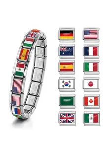 DIY Flag Design Italian Modular Bracelet, Detachable Combination Accessories, Handmade Jewelry Making Kit, Unique Gift Idea, Bangles Bracelets Set