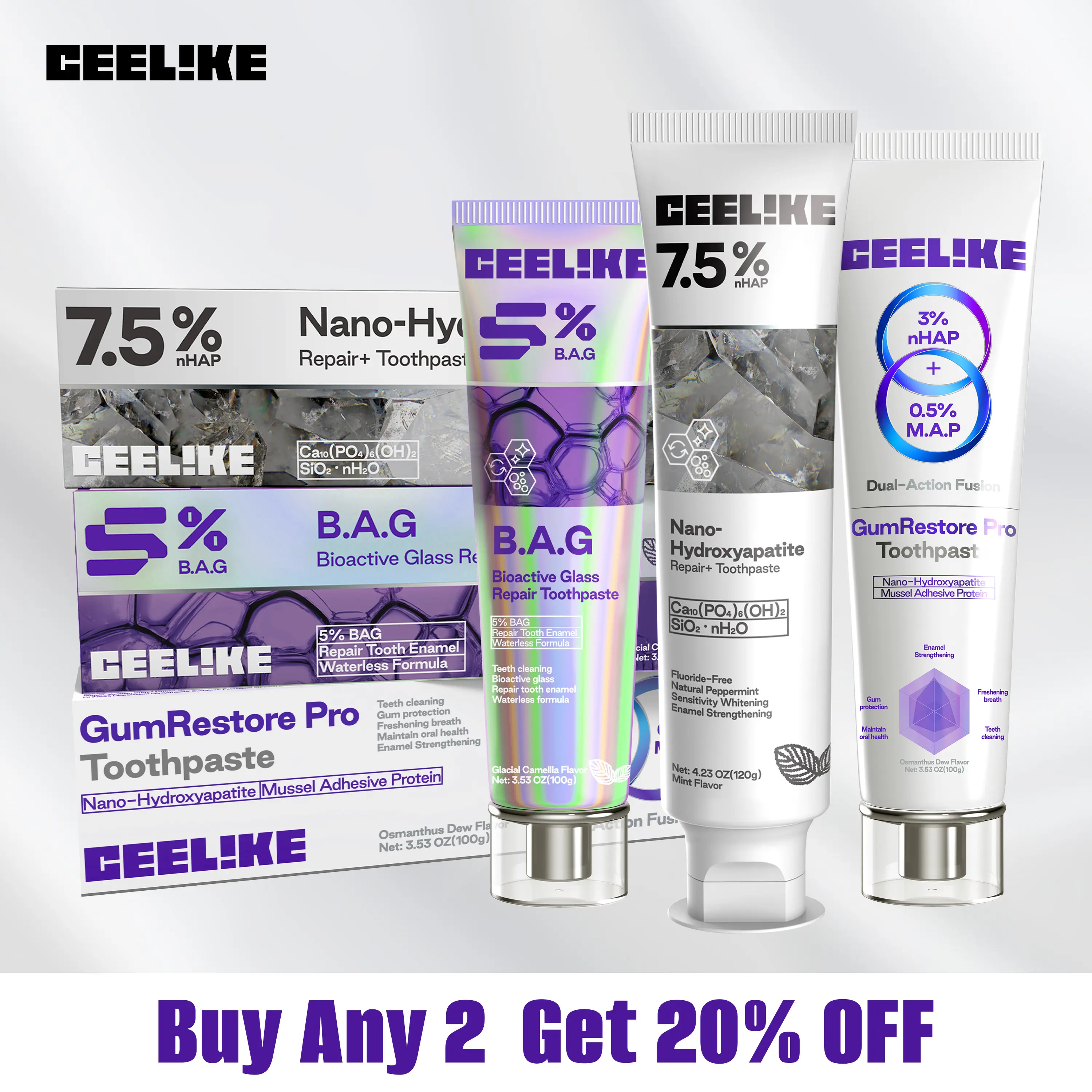 CEELIKE Toothpaste Value Bundle, Gentle Teeth Care for Healthy Oral Environment