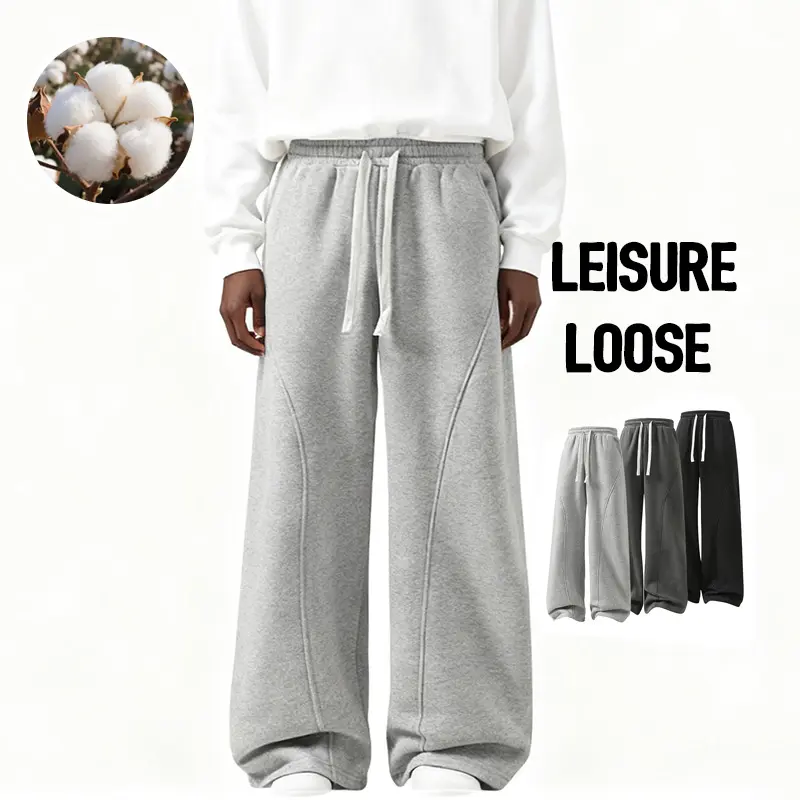 pants men sweatpants Men's Solid Thermal Lined Drawstring WaistPants,Casual Comfy Loose Fitting Trousers for Fall &Winter, Men's Bottoms for Daily Wear, Relaxed Fit, fleece sweatpants，school season