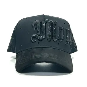 Hat Money All Black Crystals Edition with Embellished Lettering and Precious Stones