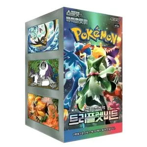 Pokémon Korean Triple Beat Booster Box - 1 Pack with 5 Cards, 1 Pack of 30 Cards, Featuring Iconic Pokémon Characters