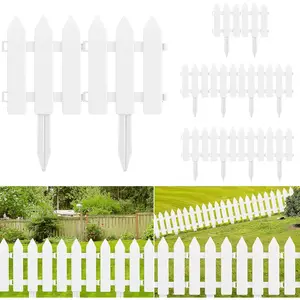 Garden Fence with 6 Pieces Fence Insert White Plastic Fence Garden Picket Fence Edgings Lawn Flowerbeds Plant Borders Decorative Garden Yard (12)