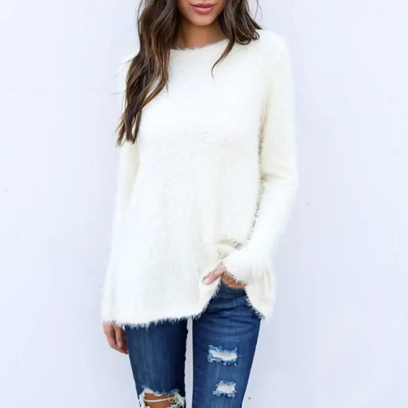 Lady's Polyester Army Fabric Long-Sleeve Loose Furry-Soft Hoodie