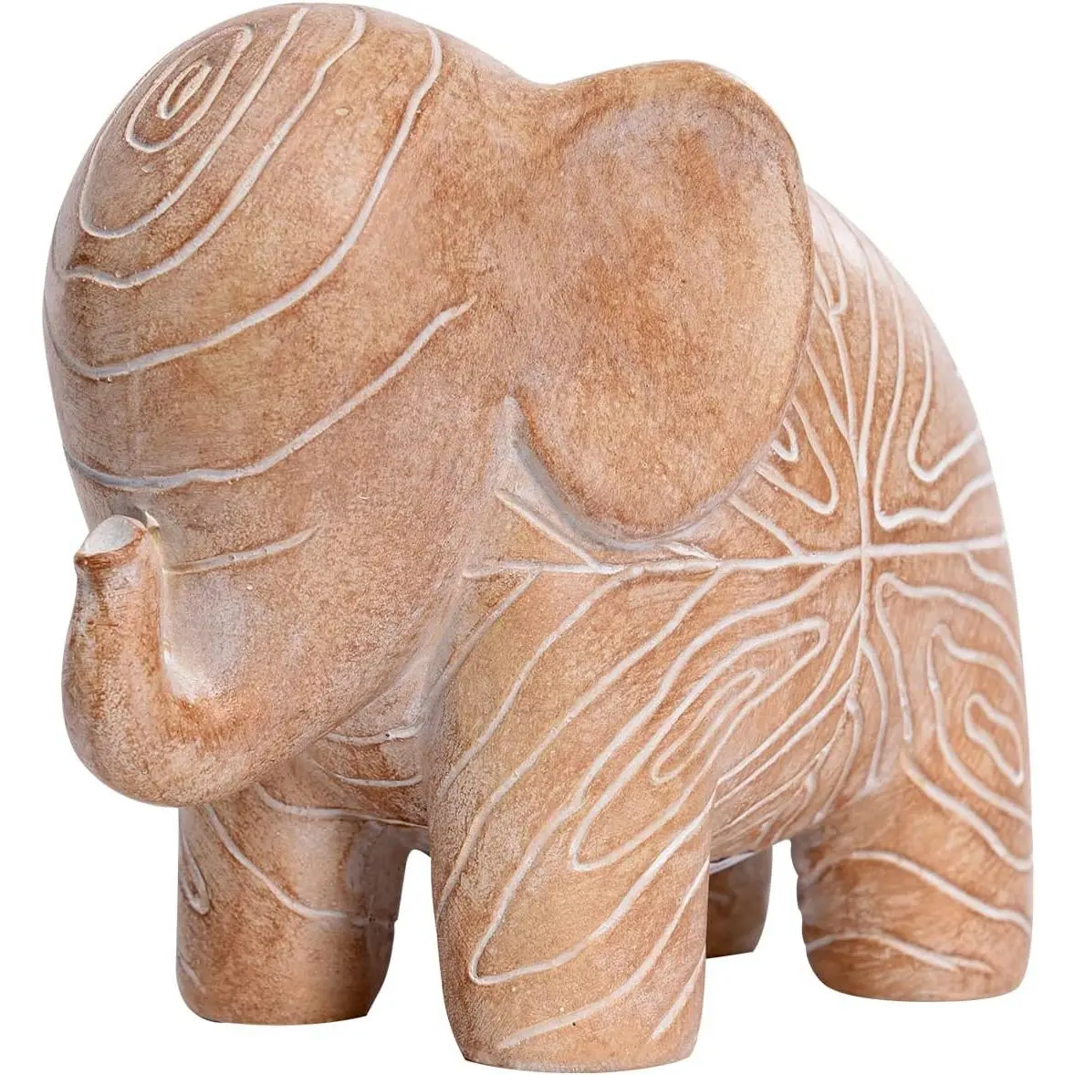 Small Resin African Elephant Figurine Sculpture Ornaments - Woody Boho Home Decor Accessories, Purity & Kindness Symbol, 1-Pack Thanksgiving Gift for Women, Room & House Decor Statue for Table Display