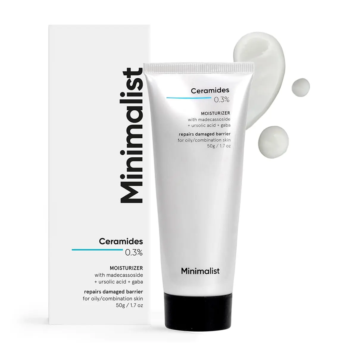 Minimalist Face Moisturizer for Oily Skin & Barrier Repair | 0.3% Ceramide Madecassoside & Ursolic Acid | For Women & Men | 1.7 Oz / 50 gm Minimalist Face Moisturizer for Oily Skin & Barrier Repair | 0.3% Ceramide Madecassoside & Ursolic Acid | For Women & Men | 1.7 Oz / 50 gm