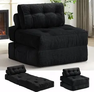 ONBRILL Folding Couch Sofa Bed, Convertible Sleeper Chair, Corduroy Portable 4 in 1 Fold Out Chair to Floor Lounger, Couches for Living Room, Single