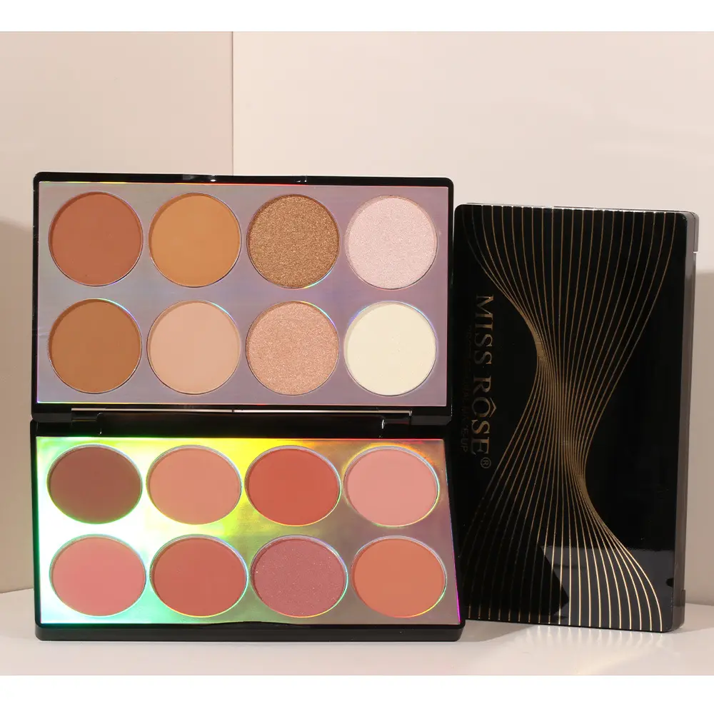 Matte Blush and Contour Palette, Lightweight Brightening Cheek Powder Duo, Blendable Cosmetic Makeup for a Natural Finish and Daily Wear