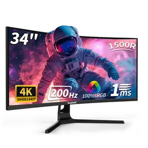 Gawfolk 34 Inch Ultrawide Curved 200Hz Gaming Computer Monitor,1500R PC Screen 21:9 UWQHD (3440x1440),Adaptive Sync,178° Viewing Angle,Display Port、DP, HDMI Port,Compatible with Wall-Mounted 75 * 75MM