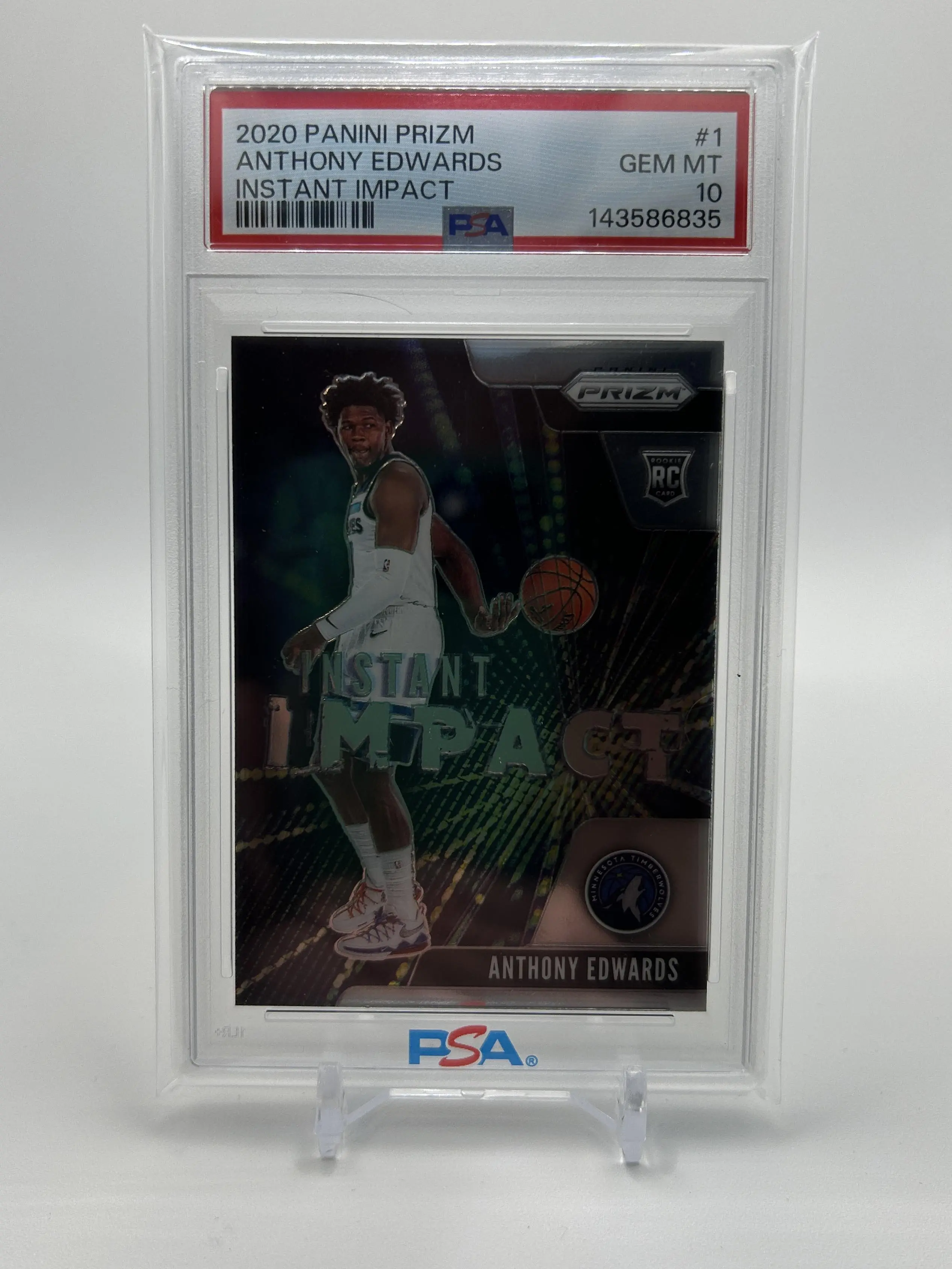 2020-21 Panini Prizm Anthony Edwards Instant Impact Rookie PSA 10 Gem Mint