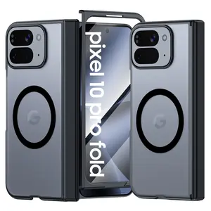 Magnetic Ring Phone Case for Google Pixel 10 Pro Fold with Wireless Charging Compatibility Protective Cover New Hinge Design Semi Transparent Matte Anti Fingerprint Sturdy Screen Protector and Hinge Cover