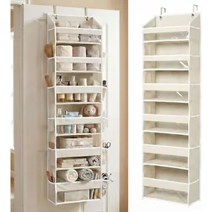 UPGRADED 6 Tiers Over The Door Organizer  - 100D EXTRA THICK & 50lbs HUGE CAPACITY, 12 Side Mesh Pockets Over The Door Shoe Organizer,  Closet Organizer (, 1 count)