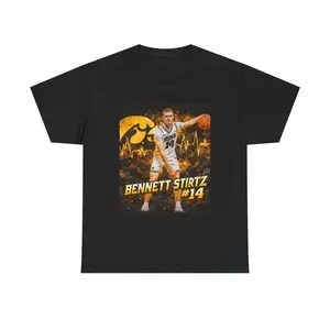 Bennett Stirtz #14 “Hawkeye Energy” Graphic Tee – Iowa Basketball Black & Gold Shirt