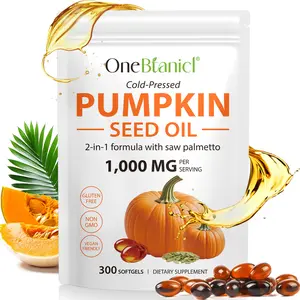 Onebtanicl Pumpkin Seed Oil with Saw Palmetto, 1000mg Per Serving, 300 Softgels | Cold Pressed, Pure Virgin Oil