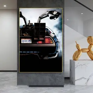 1pc Frameless Scandinavian Minimalist Aesthetic Wall Art Classic Movie Clips Back To The Future Delorean Time Machine Poster Prints Home Decor