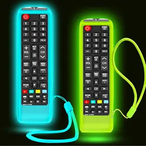 L-RDC004  2Pack Case for Samsung TV Remote, Cover for Samsung Remote Control for Smart TV Universal Replacement Silicone Sleeve Skin with Lanyard Glow in The Dark Green and Blue