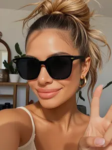 Unisex Simple Style Plain Color Sunglasses, Trendy Casual Square Frame Sunglasses for Everyday Use, Fashion Accessories for Outdoor Activities, Trendy Beach Eyewear