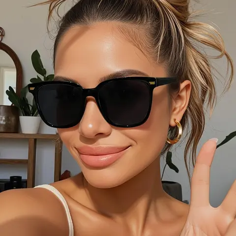 Unisex Simple Style Plain Color Sunglasses, Trendy Casual Square Frame Sunglasses for Everyday Use, Fashion Accessories for Outdoor Activities, Trendy Beach Eyewear, Square Sunnies, Trendy Fashion Shades