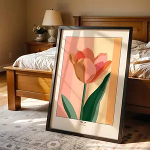 Pastel Tulip Wall Art | Soft Dopamine Decor Floral Print | Modern Botanical Poster | Unframed N