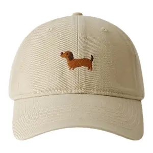 Embroidered Cute Dog Baseball Cap, Animal Theme, Lightweight, Adjustable Strap, Hand Washable, Professional Dry Clean Safe - Embroidery Crafted Hat with Curved Brim