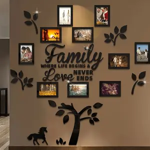 A set of 3D acrylic photo frame wall decorations, with poster templates, self-adhesive DIY photo collage gallery, suitable for office settings, home decor, weddings, Valentine's Day, and classroom wall decorations