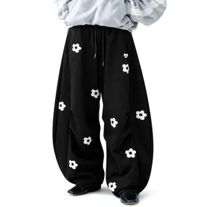 Aelfric Eden Unisex Floral Towel Embroidery Baggy Barrel Sweatpants Elastic Waist Drawstring Casual Pants Y2K  Streetwear Loose Fit Vintage Joggers,summerwins,father'sdaygifts