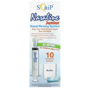 Squip Nasaline Junior, Nasal Rinsing System, For Children Ages 4-12, 14 Piece Kit