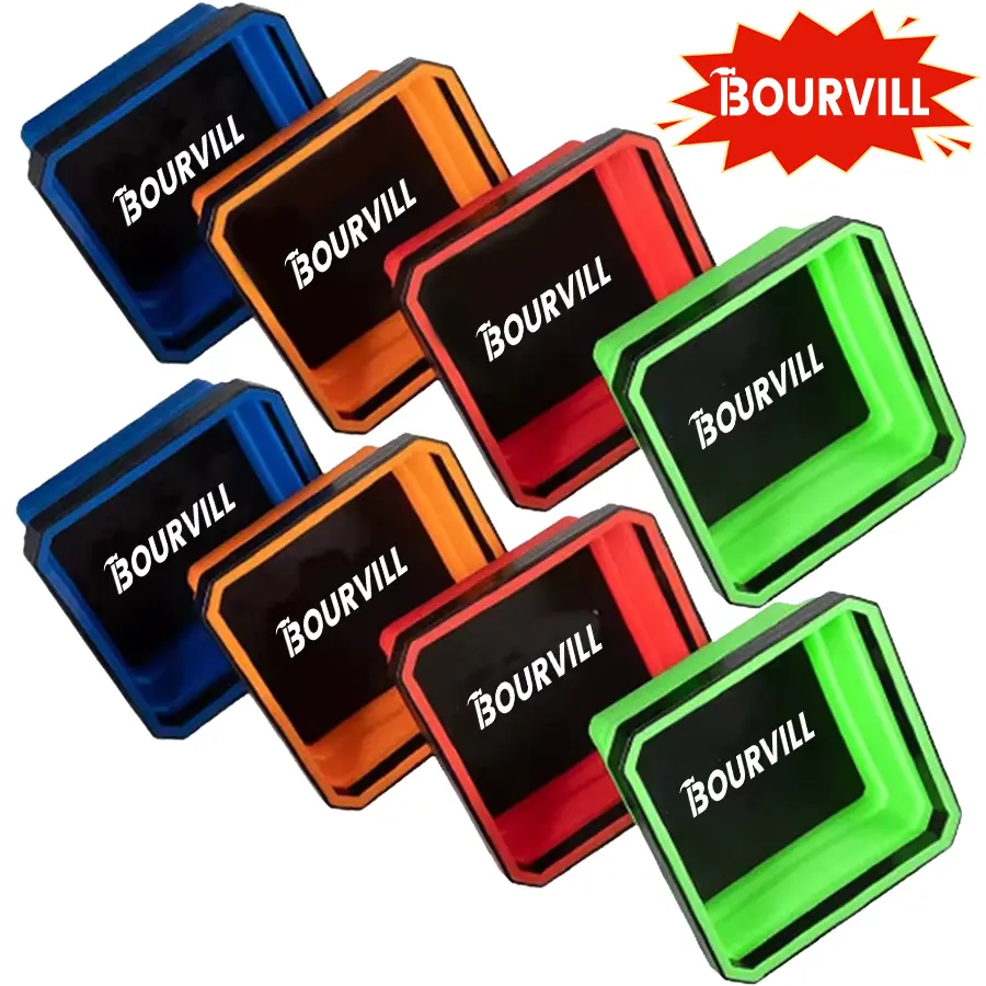 Foldable Magnetic Tray Set, Magnetic Tray for Mechanic's Small Parts, Sorting and Storage, Collapsible, 1/2" Square, 2 lb. Capacity, 4 Colors