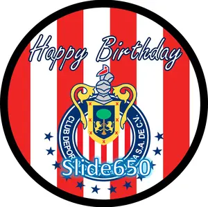 Edible sugar paper for cakes, cookies, and more.. (Chivas del Guadalajara)  8” or 20 images of 1.81” round