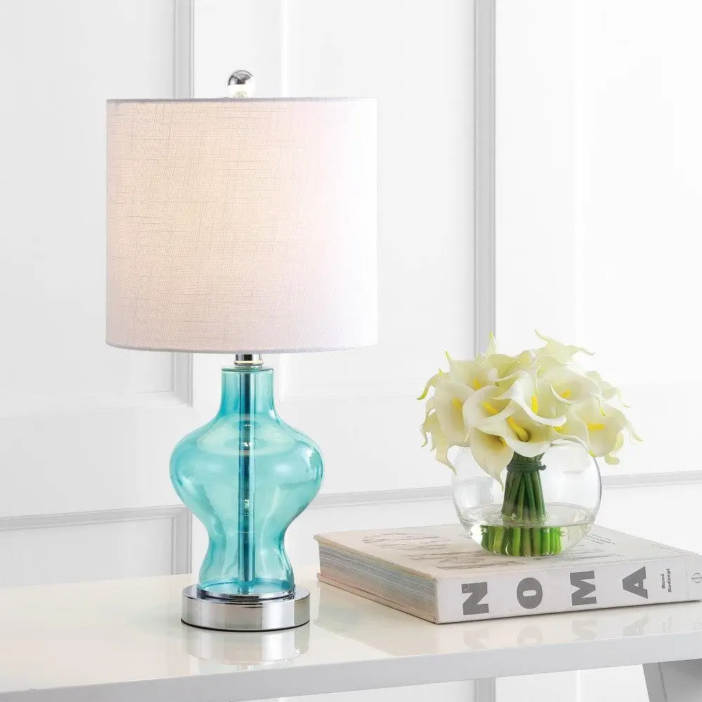 JONATHAN Y Mer Glass-Metal LED Table Lamp - Home Decor Lighting, Nightstand Lamp for Bedroom, Living Room, Dorms