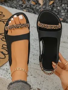 Women's Casual Transparent Sandals with Rhinestone Decor, One-Step Strap, Rubber Sole, Perfect for Parties, Dates, Beach, Daily Wear