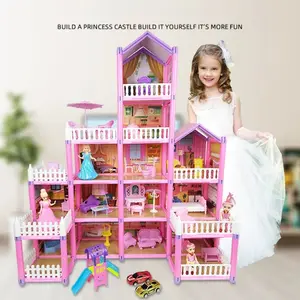 Girls' Princess Castle Doll House Playhouse Toy Set, DIY Assembly Model, Educational Gift for Kids Aged 3+, Birthday & Christmas Present