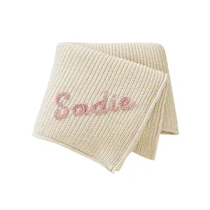 Custom Style Baby Blanket Mimixiong Cotton Knitted Plain Solid Color Baby Blankets Custom Soft Touch Comfortable Blanket Baby Swaddle