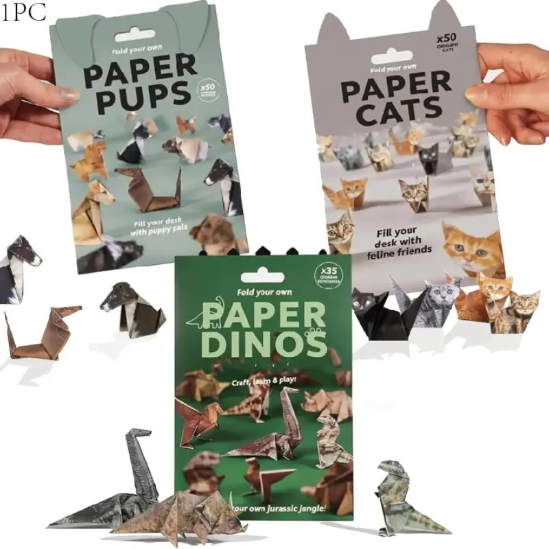 Handmade Paper Folding Decorations, No Glue Animal Figurines with Tutorial, DIY Craft Kit for Family Fun, Living Room Party Decoration, Creative Paper Kit