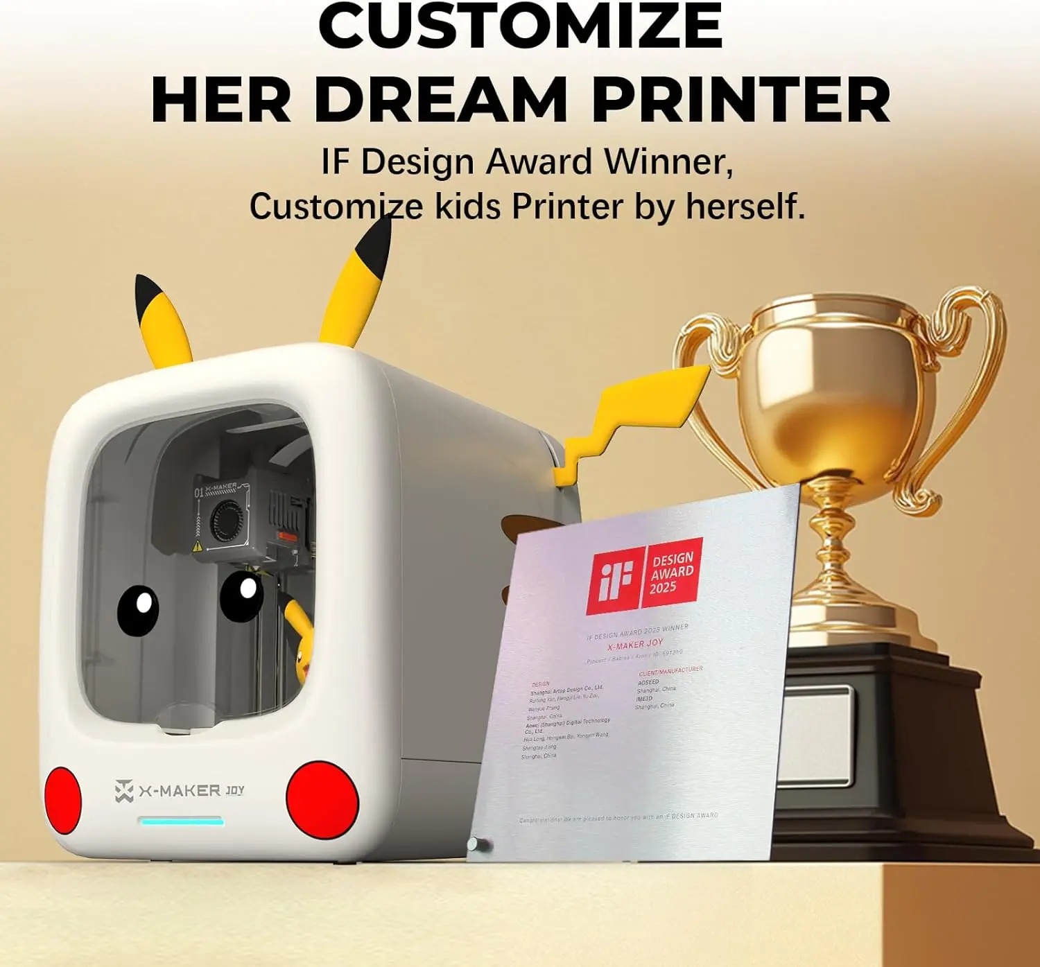 X-MAKER JOY AI+3D Printer for kids – Fully Assembled Safe 3D Printer with Quiet Printing, 4/8 PLA Filaments, 8000+ Models, 20+Types Toy Design in APP，17+ Modules for Family Use