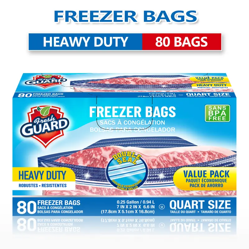 Heavy Duty Slider Storage Bags - 42/80 Count Zippered Reusable Freezer Containers, Plastic Storage Containers for Kitchen Fruit, Meat Organization, Plastic Storage Container