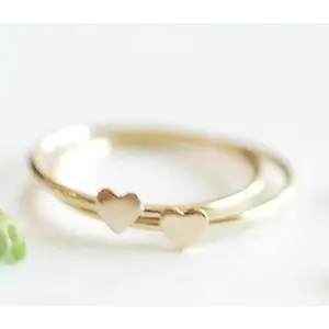 14k Gold Thin Heart Ring- Stackable, Minimalistic, Dainty Jewelry