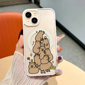 [Trending] Cute Capybara Happy Jenga Magnetic Anti-drop Anti-scratch Protective Case, suitable for iPhone 17 Pro Max/17/17 Air/16 Pro/15 Plus/11/12/13/14 Max/X/XS/XS, a great gift choice